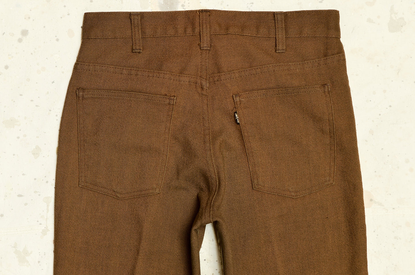 1970s Levis Big E Pants Sta Prest Coyote Brown Flared Jeans 29 x 31