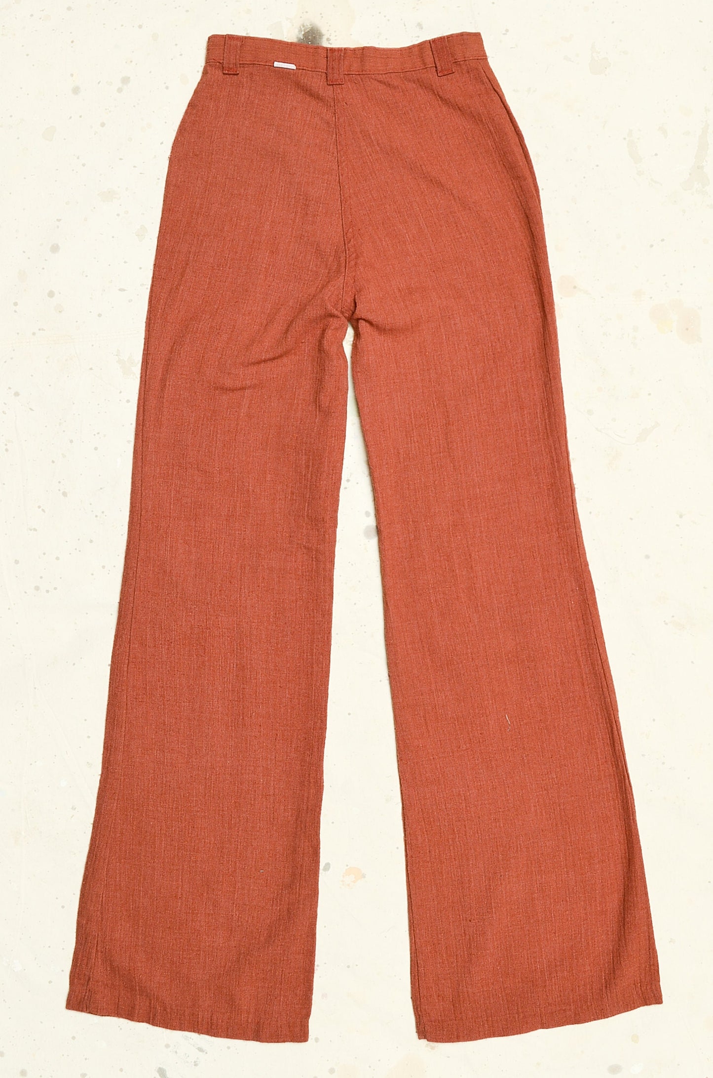 1970s Rust Orange Bell Bottoms High Waisted Knit Flared Trousers 25 x 33