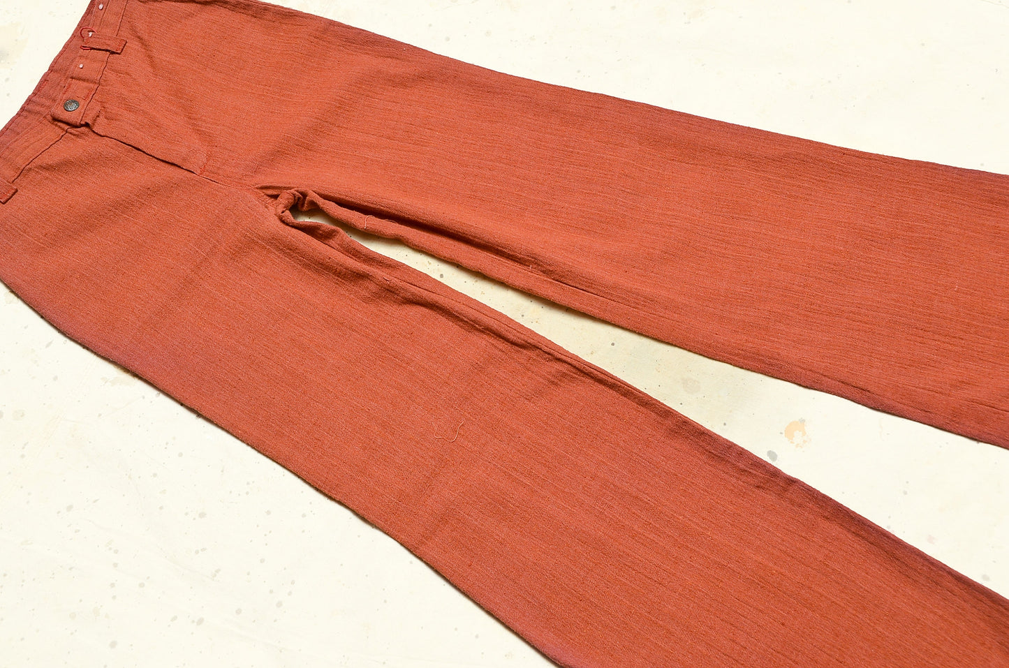 1970s Rust Orange Bell Bottoms High Waisted Knit Flared Trousers 25 x 33