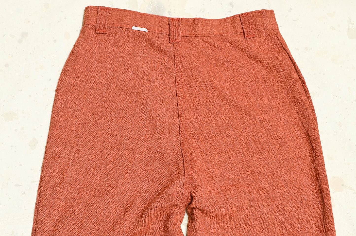 1970s Rust Orange Bell Bottoms High Waisted Knit Flared Trousers 25 x 33