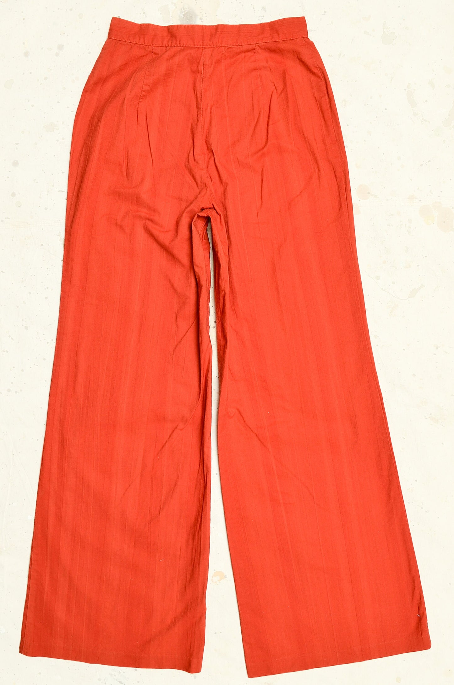 1970s Rust Orange Bell Bottoms High Waist Cotton Flared Trousers 26 x 32