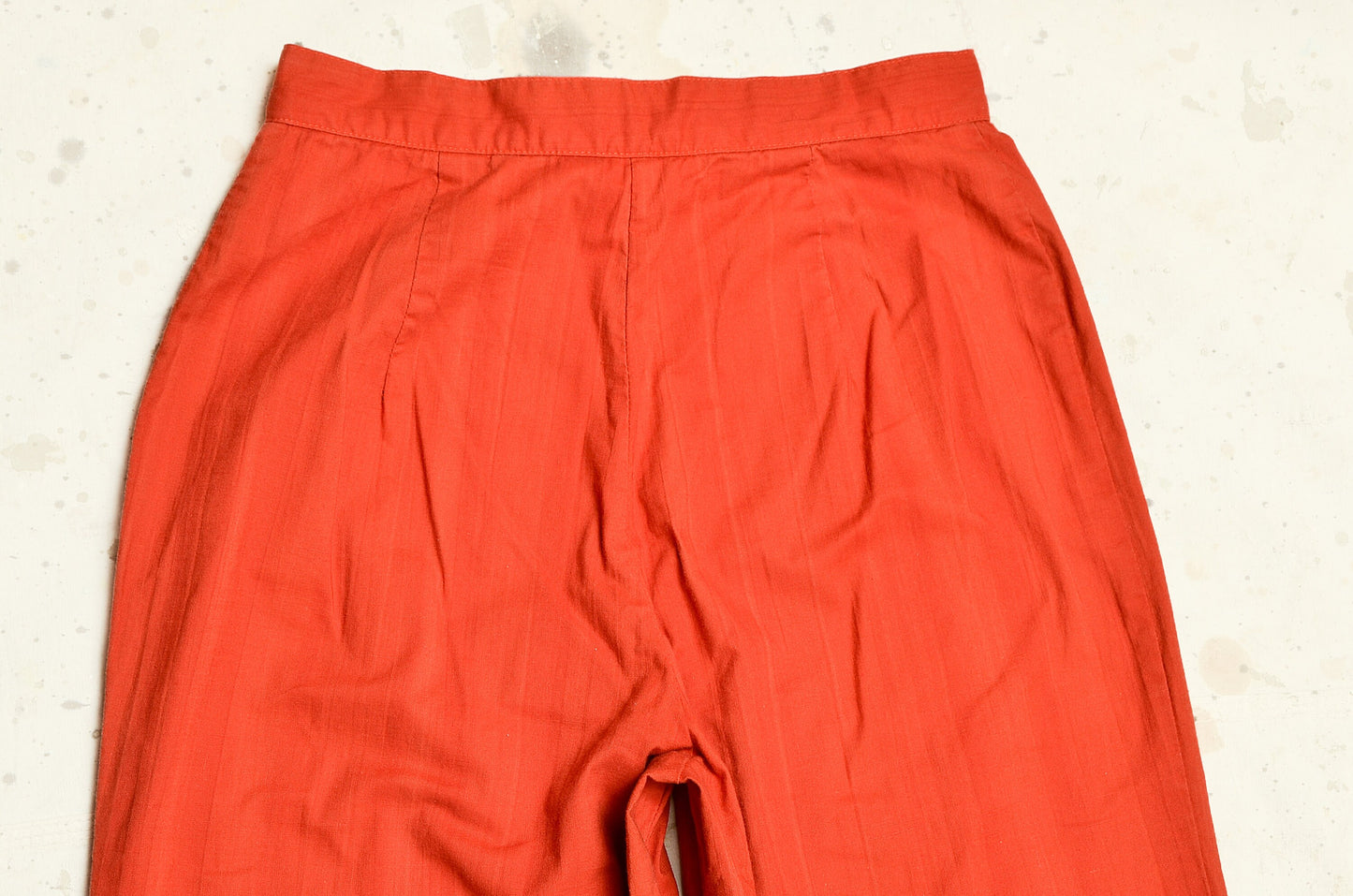 1970s Rust Orange Bell Bottoms High Waist Cotton Flared Trousers 26 x 32