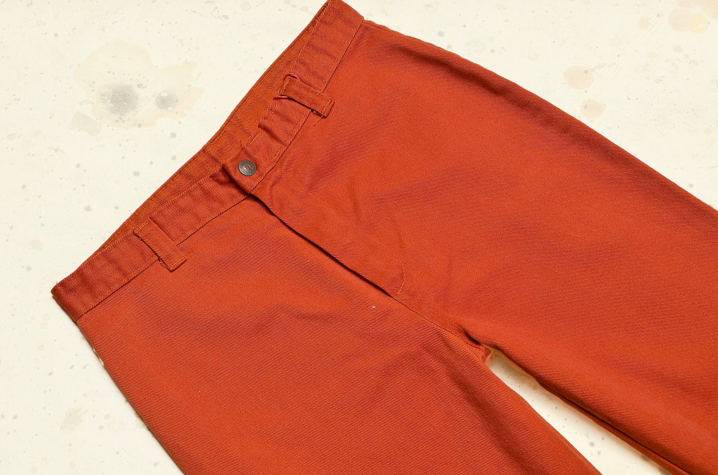 1970s Rust Orange Embroidered Pockets High Waisted Bell Bottoms 28 x 29