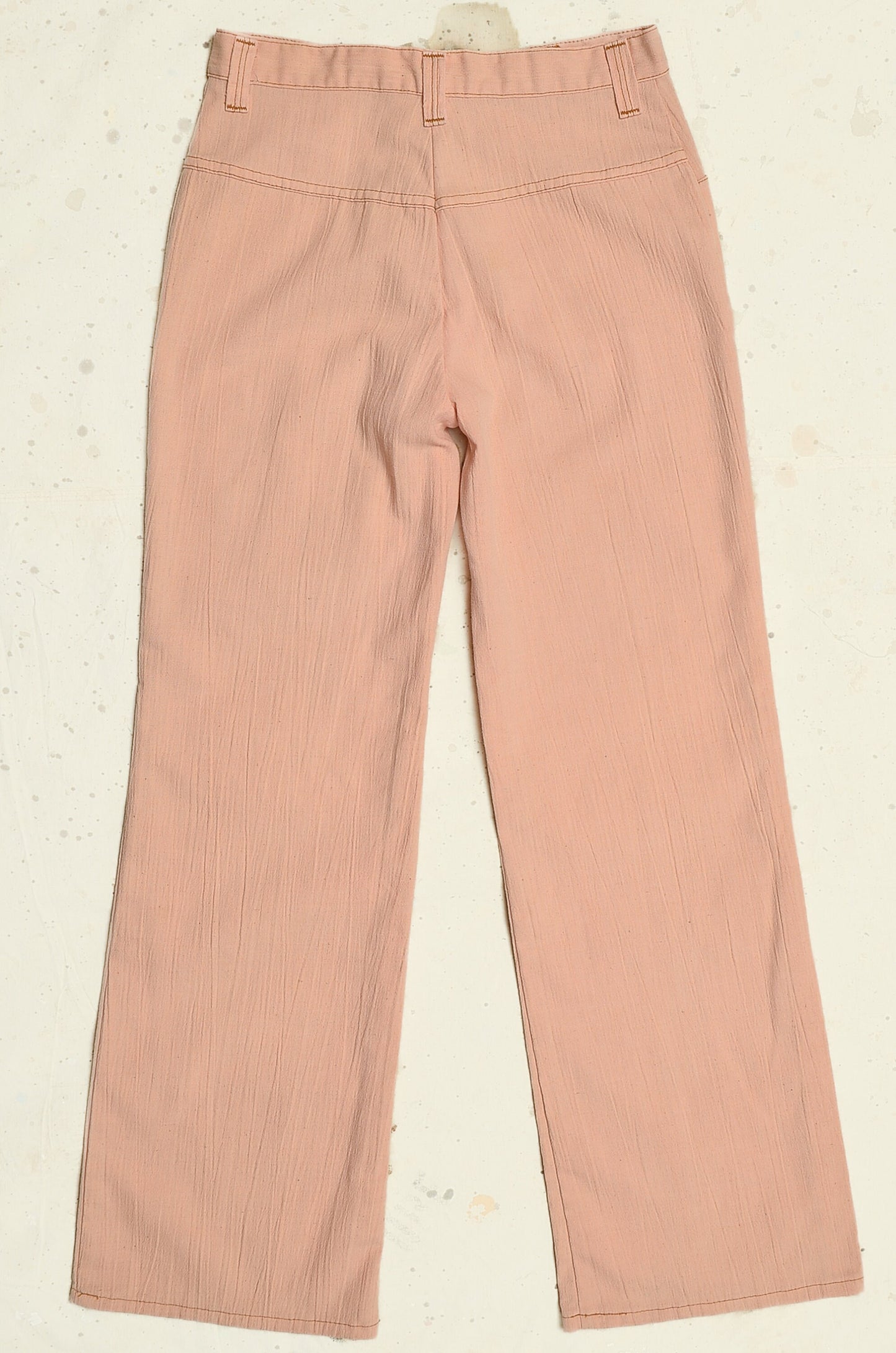 1970s Peach Bell Bottoms High Waisted Cotton Wide Leg Trousers 28 x 31