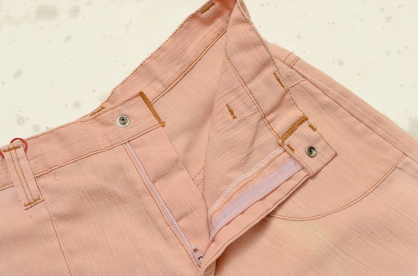 1970s Peach Bell Bottoms High Waisted Cotton Wide Leg Trousers 28 x 31