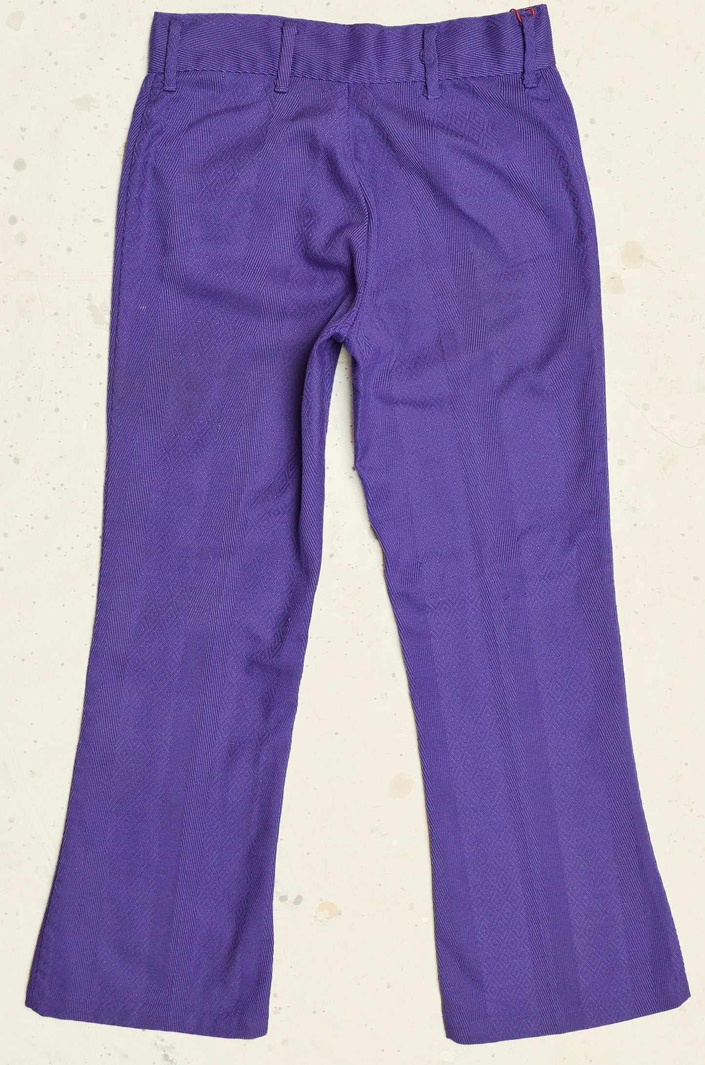 1970s Jacquard Knit Purple Mod Flared Hippie Pants 29 x 28