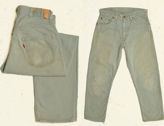 1960s Levis Big E 911B Grey Pique Corduroy Cotton Tapered Mod Jeans 29 x 26