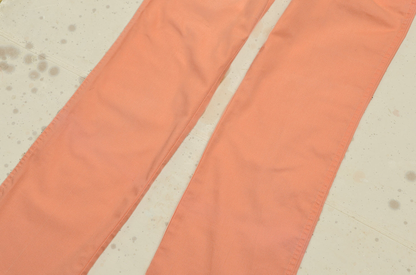 1970s Peach Brittania High Waisted Cotton Wide Leg Trousers 26 x 31