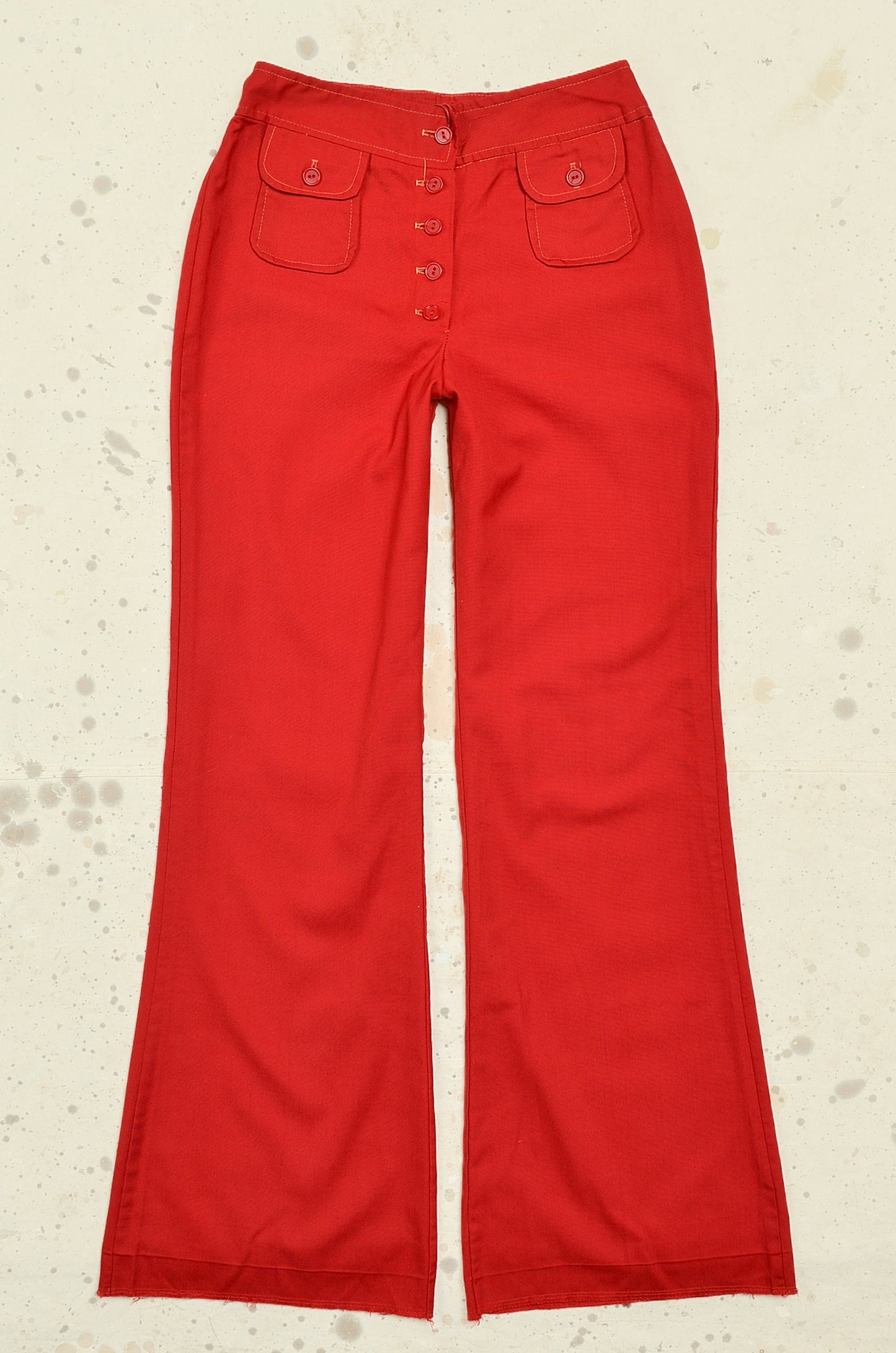 1970s Red Sailor Jeans Hip Hugger Style Bell Bottom Pants 27 x 31