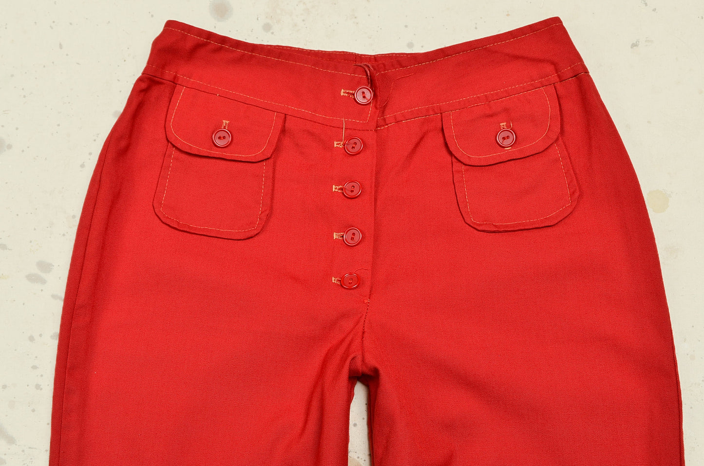 1970s Red Sailor Jeans Hip Hugger Style Bell Bottom Pants 27 x 31