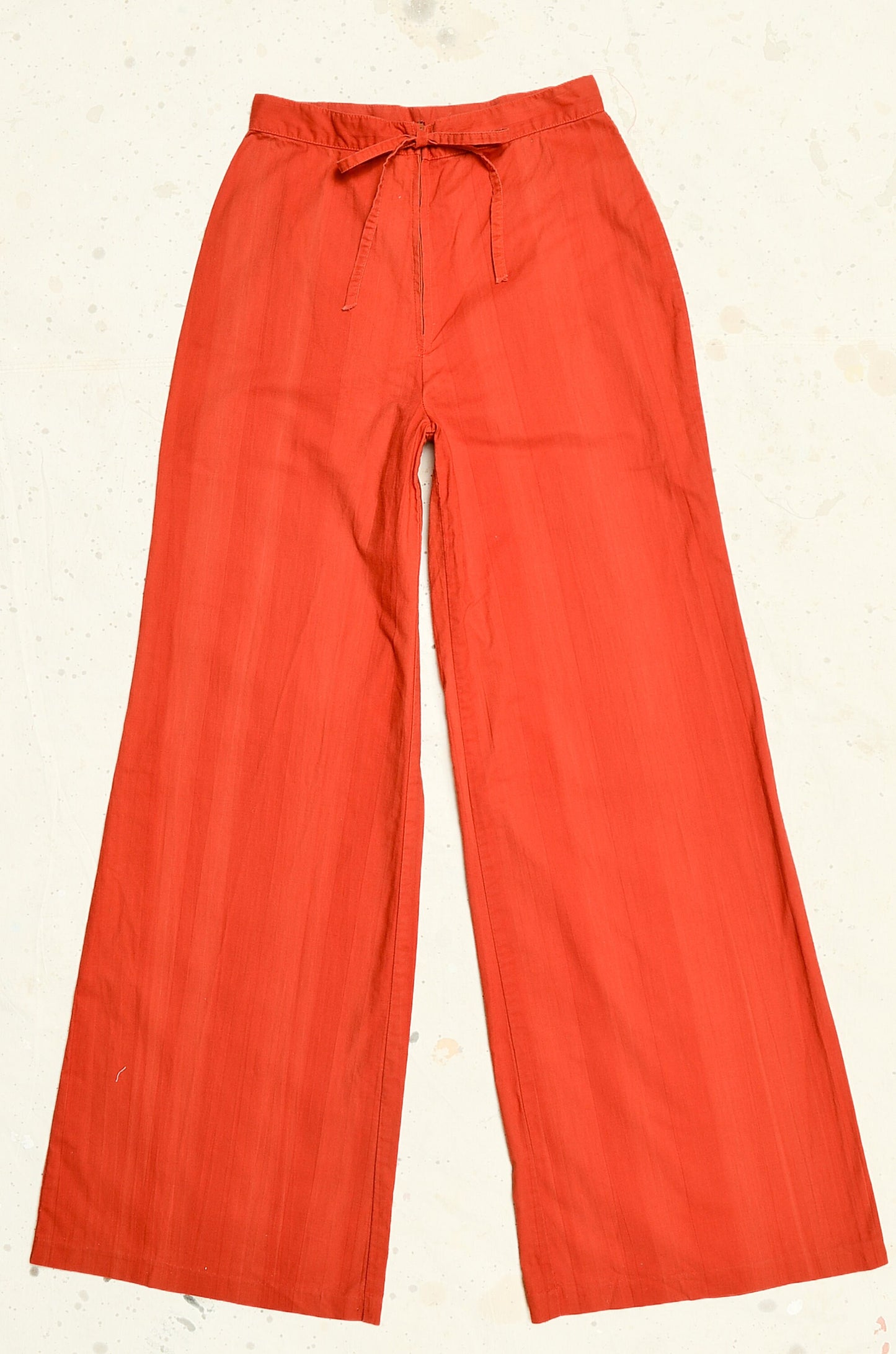 1970s Rust Orange Bell Bottoms High Waist Cotton Flared Trousers 26 x 32