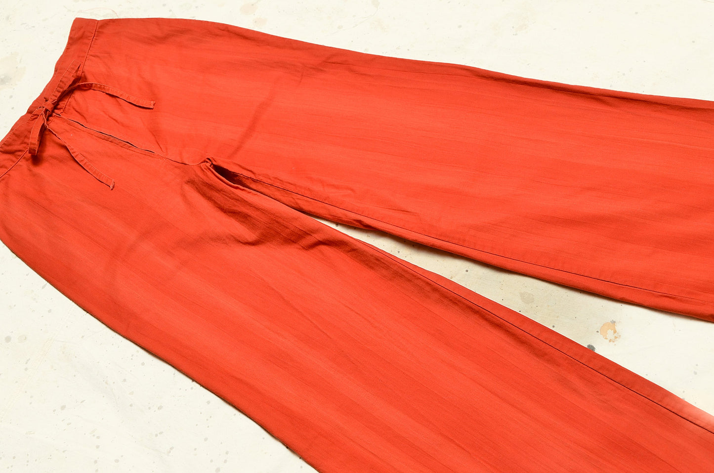 1970s Rust Orange Bell Bottoms High Waist Cotton Flared Trousers 26 x 32