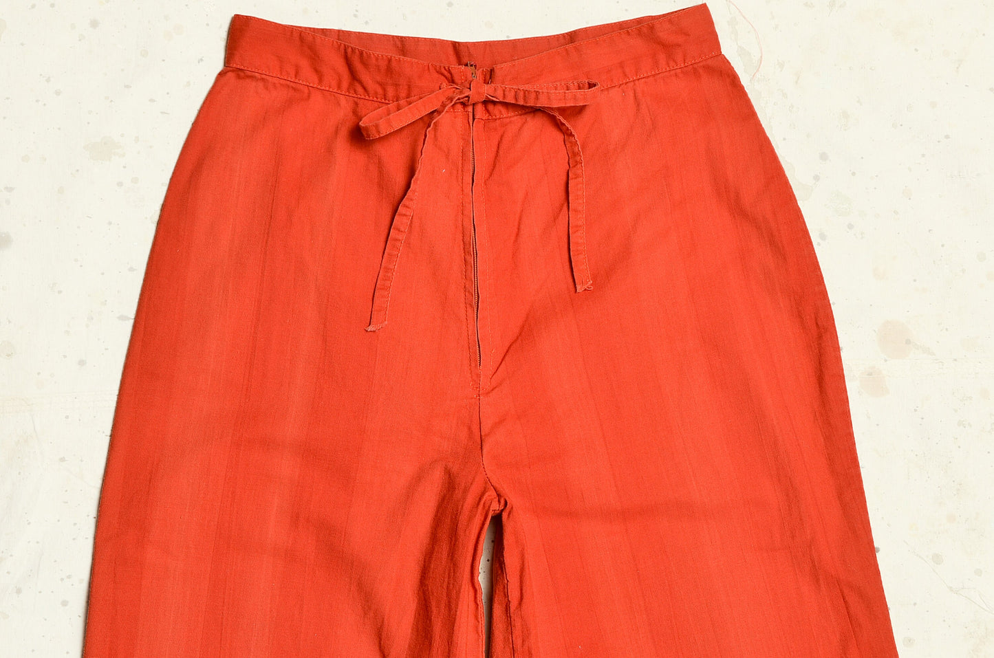 1970s Rust Orange Bell Bottoms High Waist Cotton Flared Trousers 26 x 32