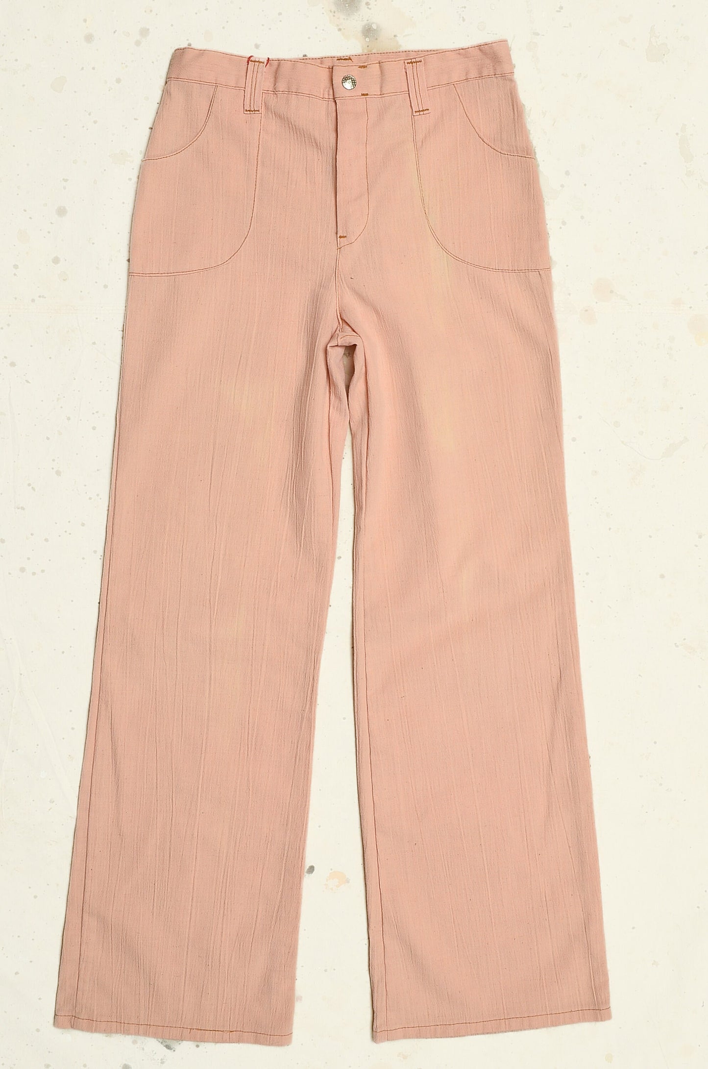 1970s Peach Bell Bottoms High Waisted Cotton Wide Leg Trousers 28 x 31