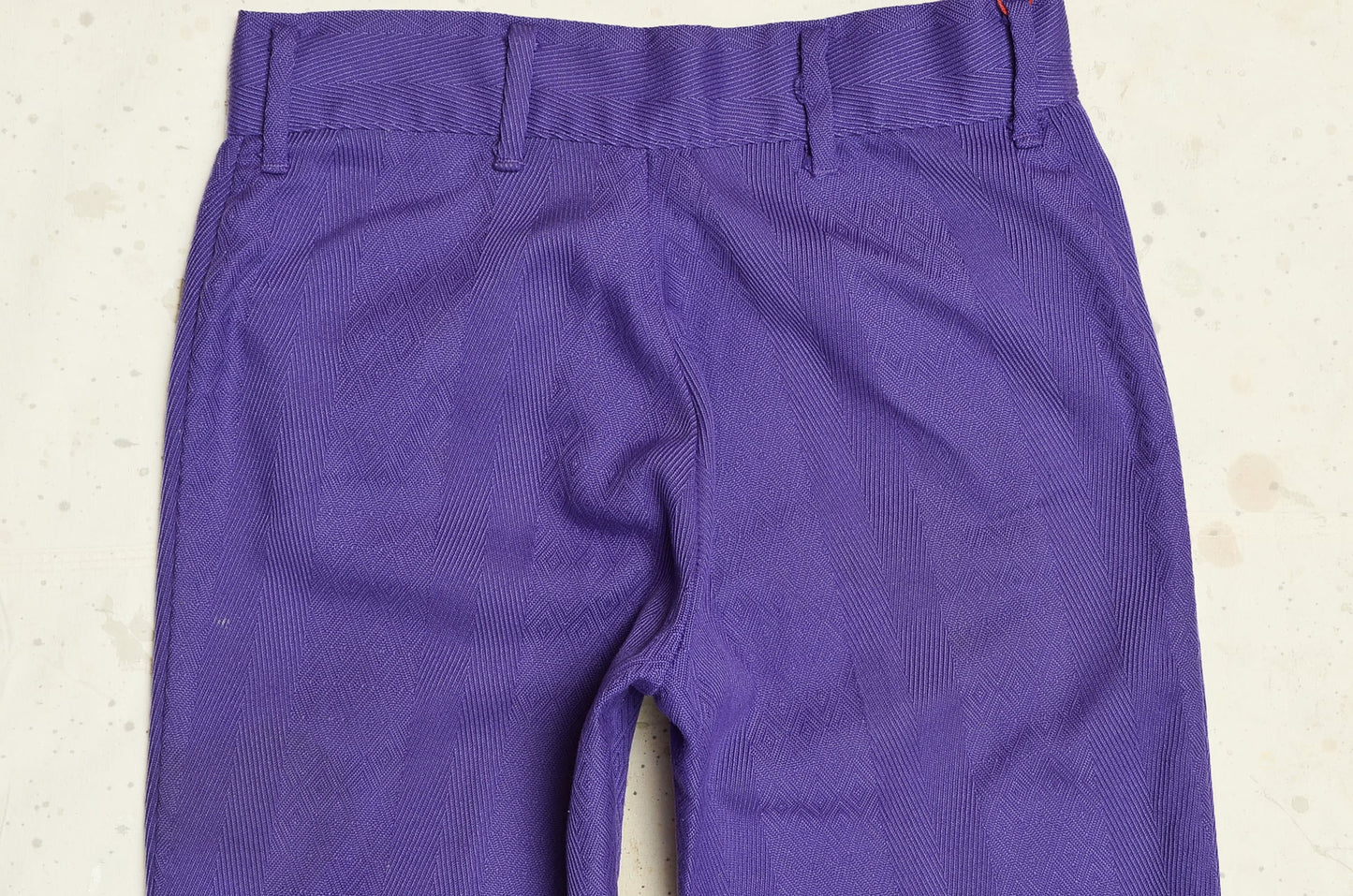 1970s Jacquard Knit Purple Mod Flared Hippie Pants 29 x 28