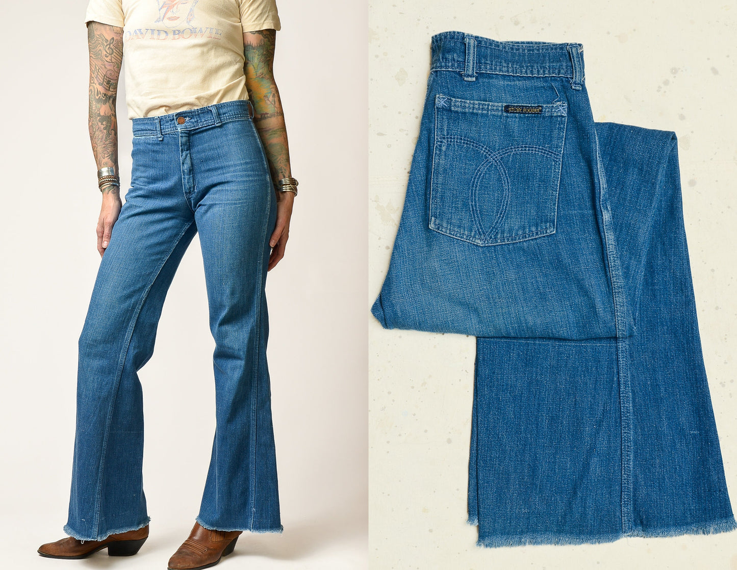 1970s Bell Bottoms High Waisted Wide Leg Jeans 28 x 30