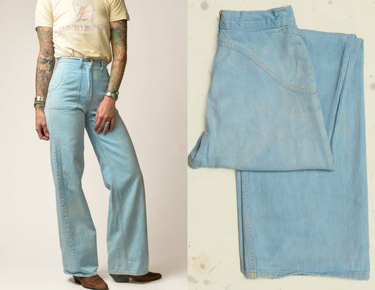 1970s Bell Bottoms High Waisted Wide Leg Jeans 23 x 32