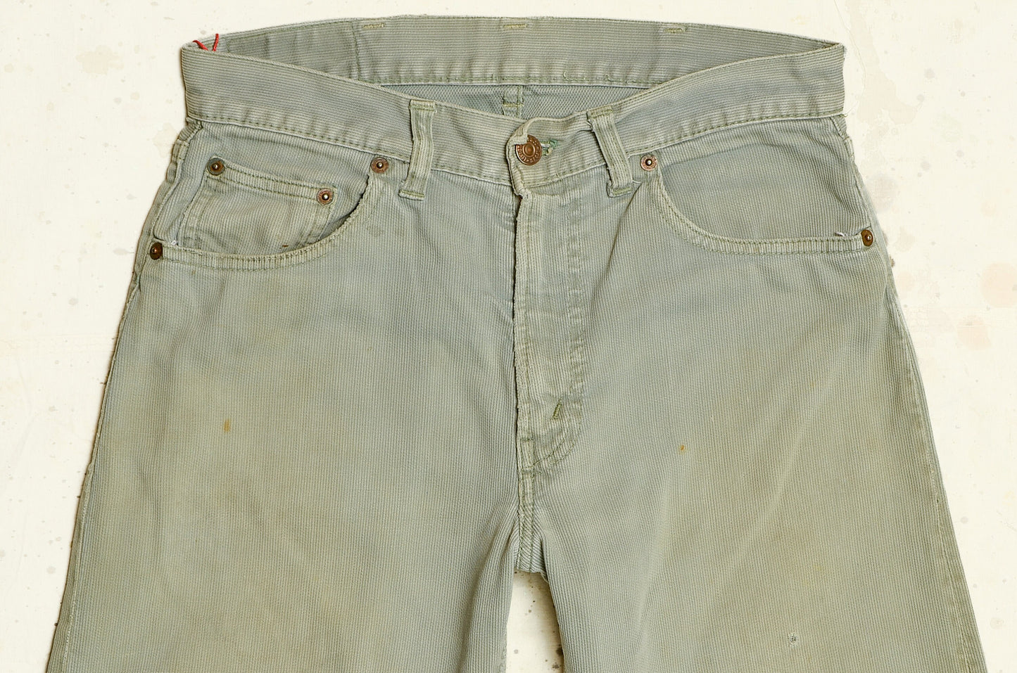 1960s Levis Big E 911B Grey Pique Corduroy Cotton Tapered Mod Jeans 29 x 26