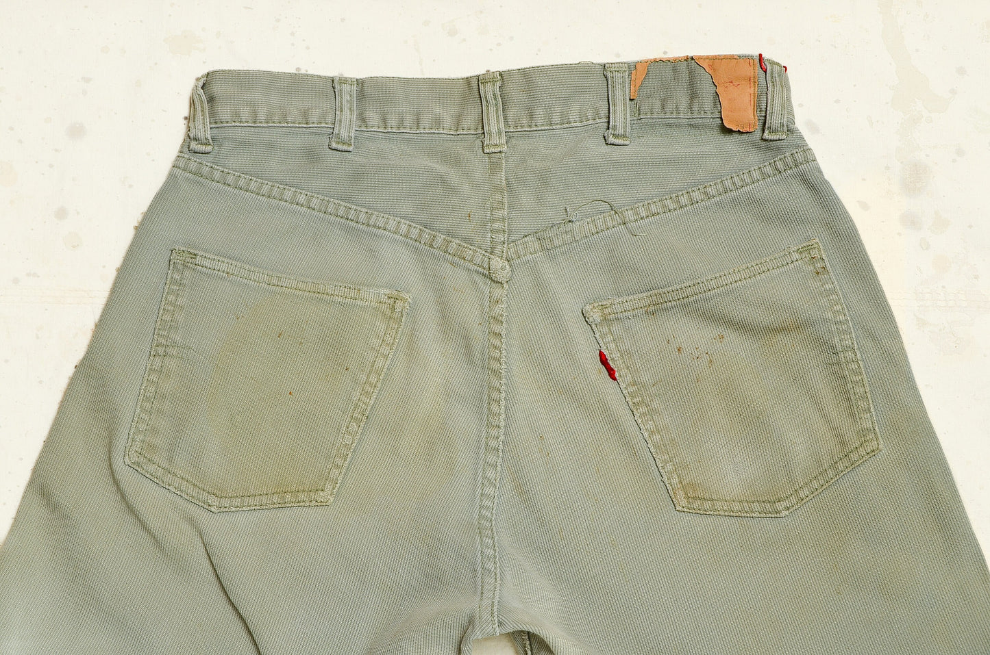 1960s Levis Big E 911B Grey Pique Corduroy Cotton Tapered Mod Jeans 29 x 26