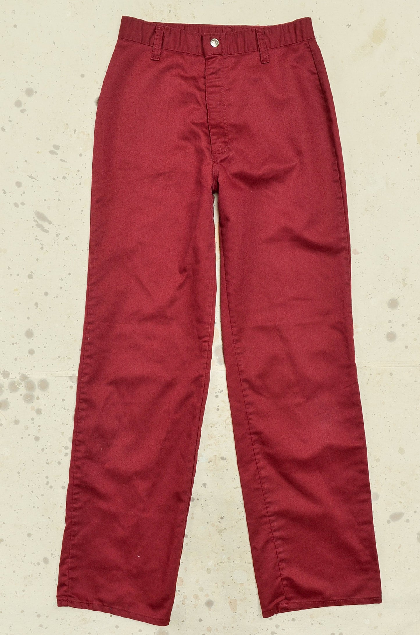 1970s Burgundy Embroidered Pockets High Waisted Flare Jeans 27 x 31