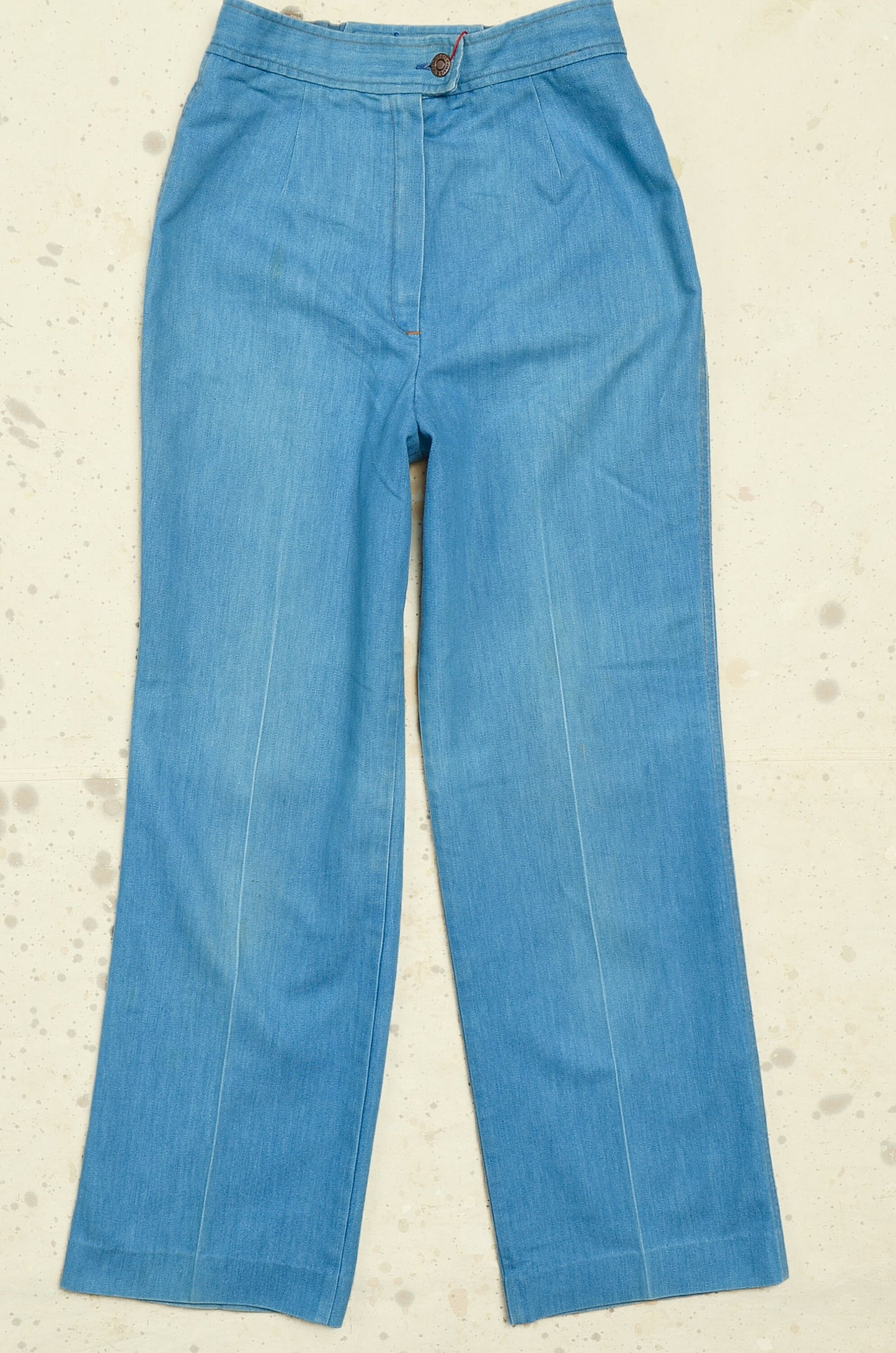 1970s High Waisted Light Blue Wide Leg Jeans 26 x 28.5