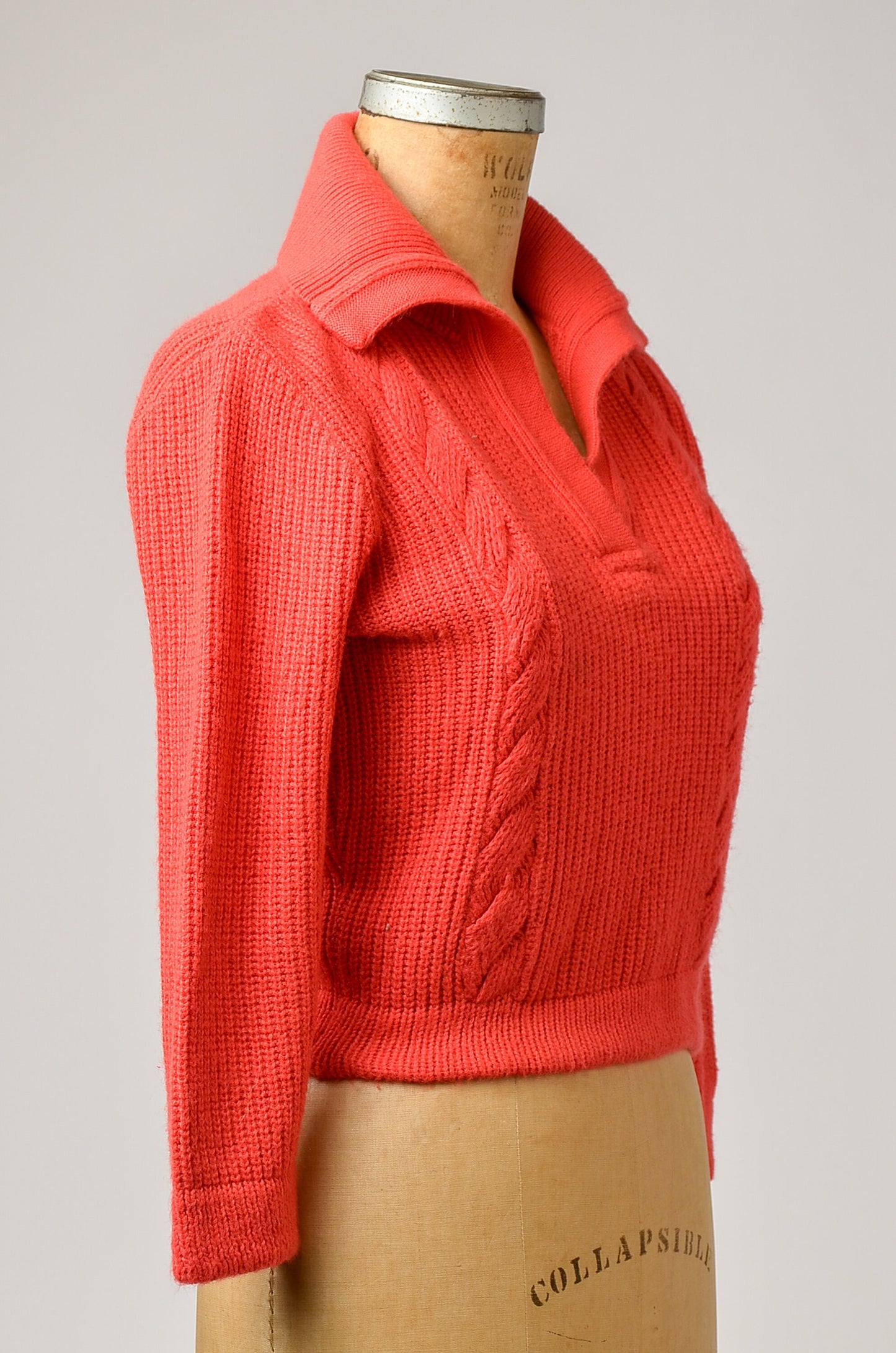 1950s Coral Knit Mid Century Rockabilly Crop Sweater