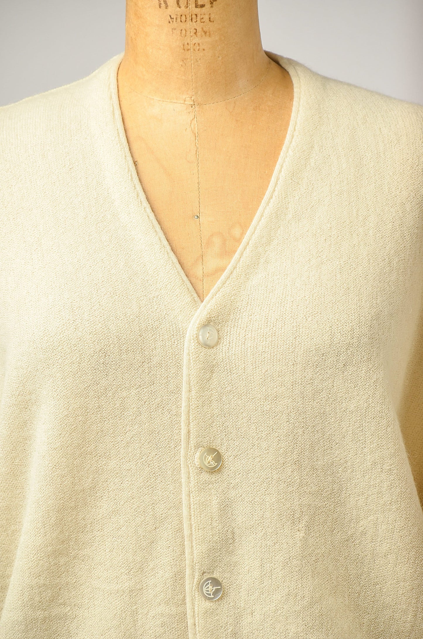 1960s Grandpa Sweater Ivory Knit Mod Button Down Cardigan Sweater