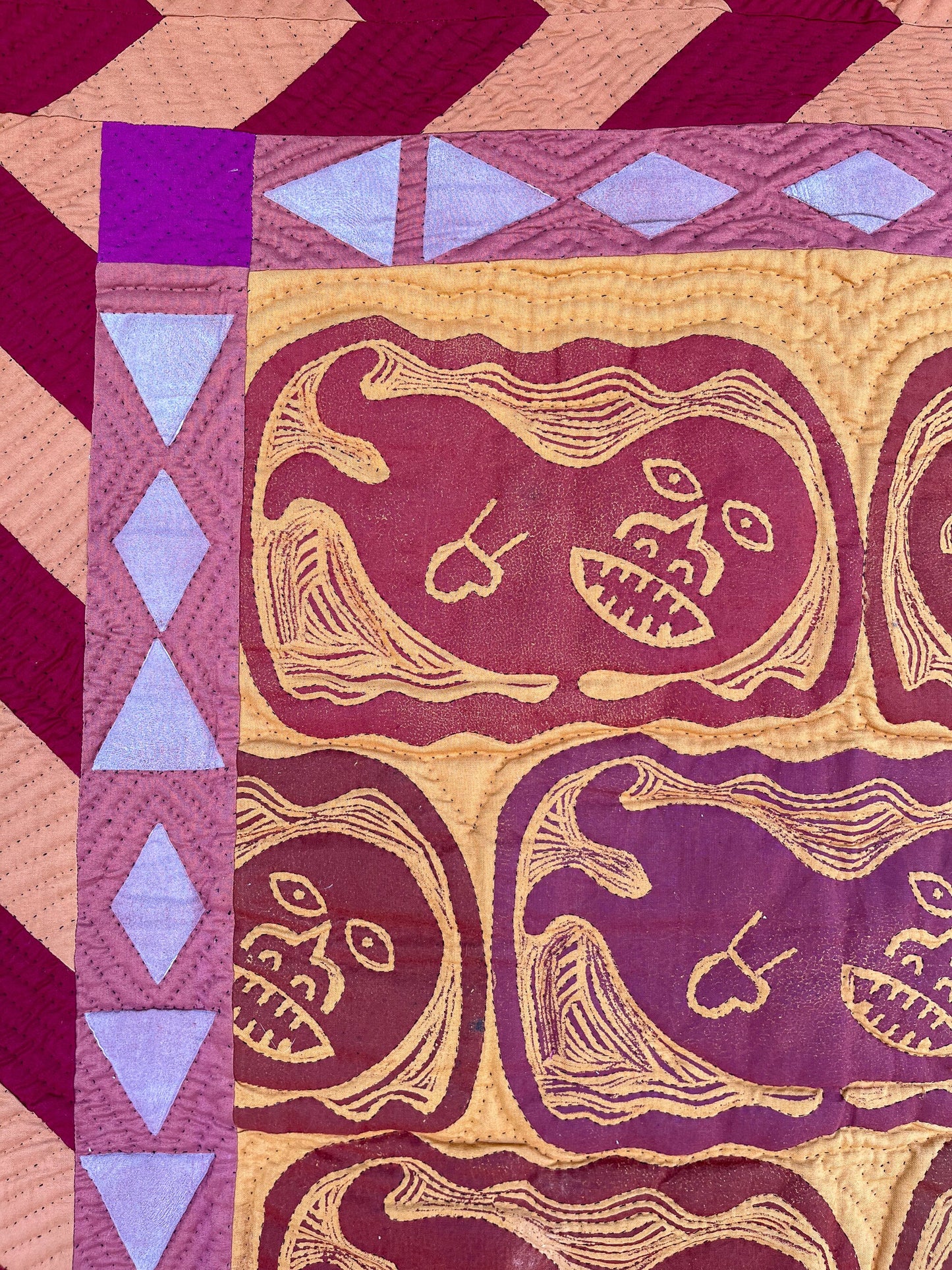 Vintage Eskimo Mythology Quilt Tapestry Arlinka Blair Fiber Art Wall Hanging 42" x 42"