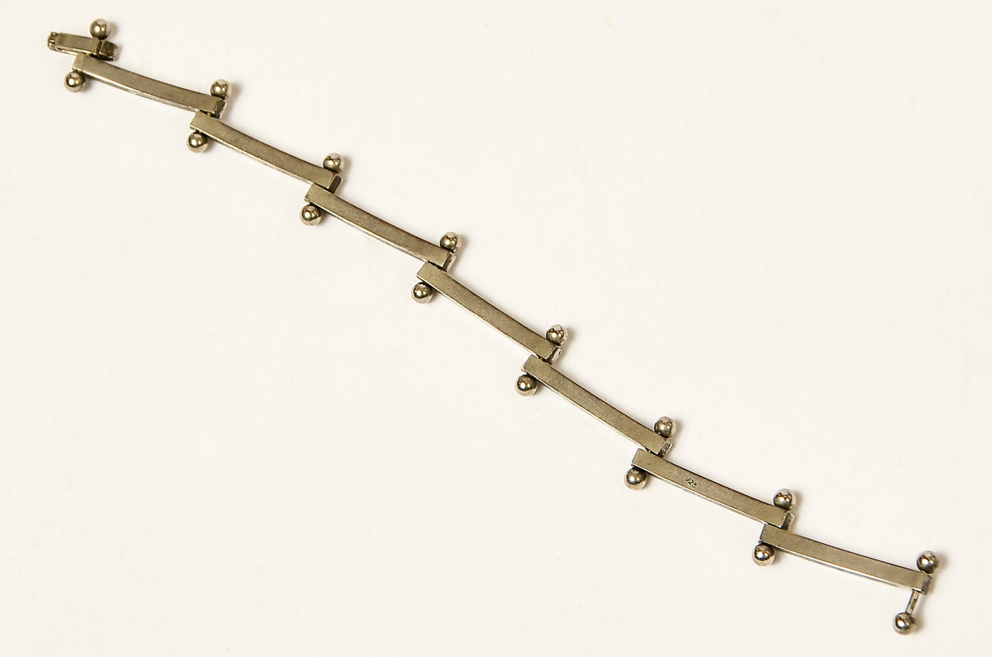 Vintage Stairway Bracelet Sterling Silver Bar and Ball Link Bracelet