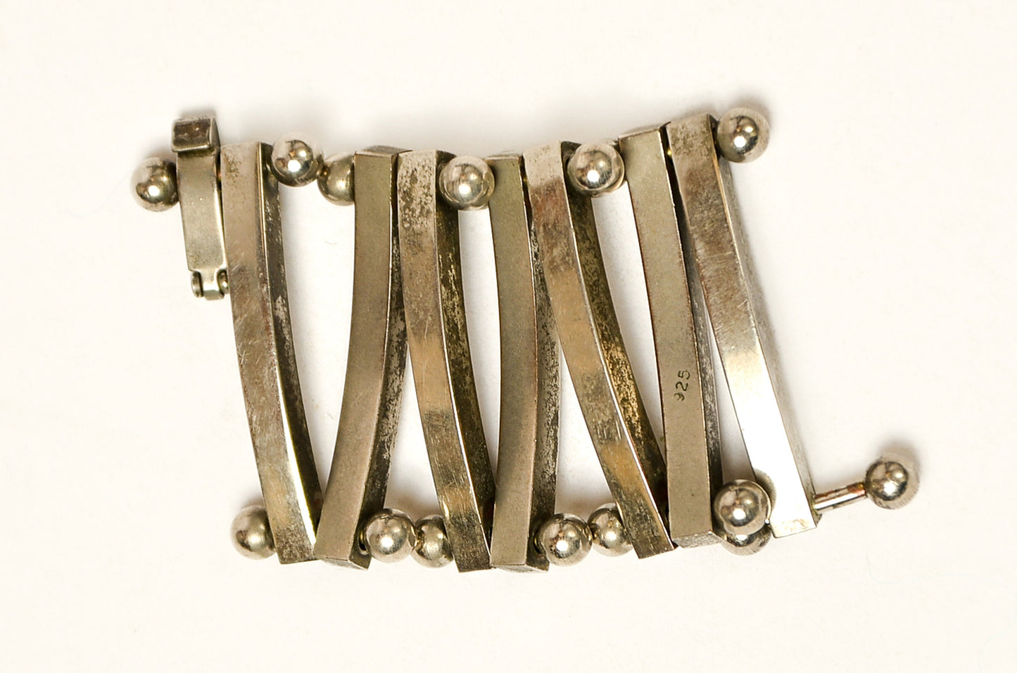 Vintage Stairway Bracelet Sterling Silver Bar and Ball Link Bracelet