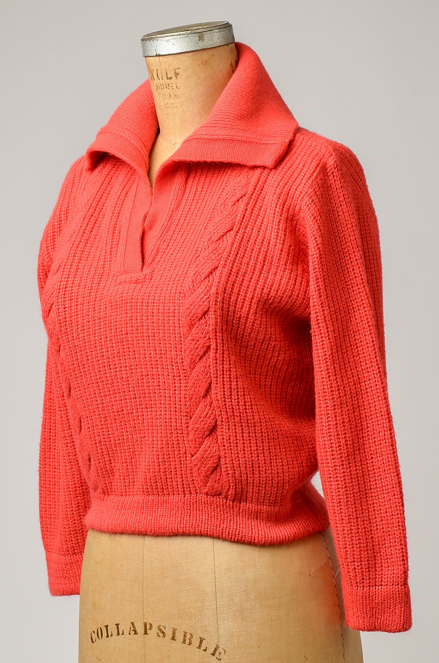 1950s Coral Knit Mid Century Rockabilly Crop Sweater