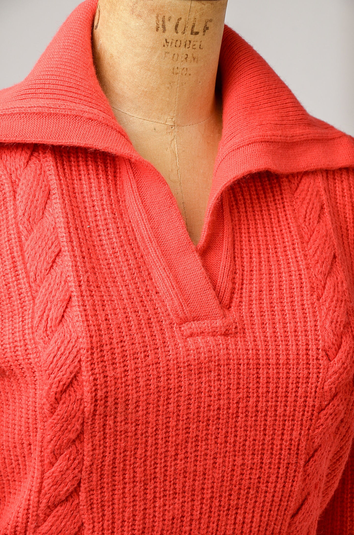 1950s Coral Knit Mid Century Rockabilly Crop Sweater