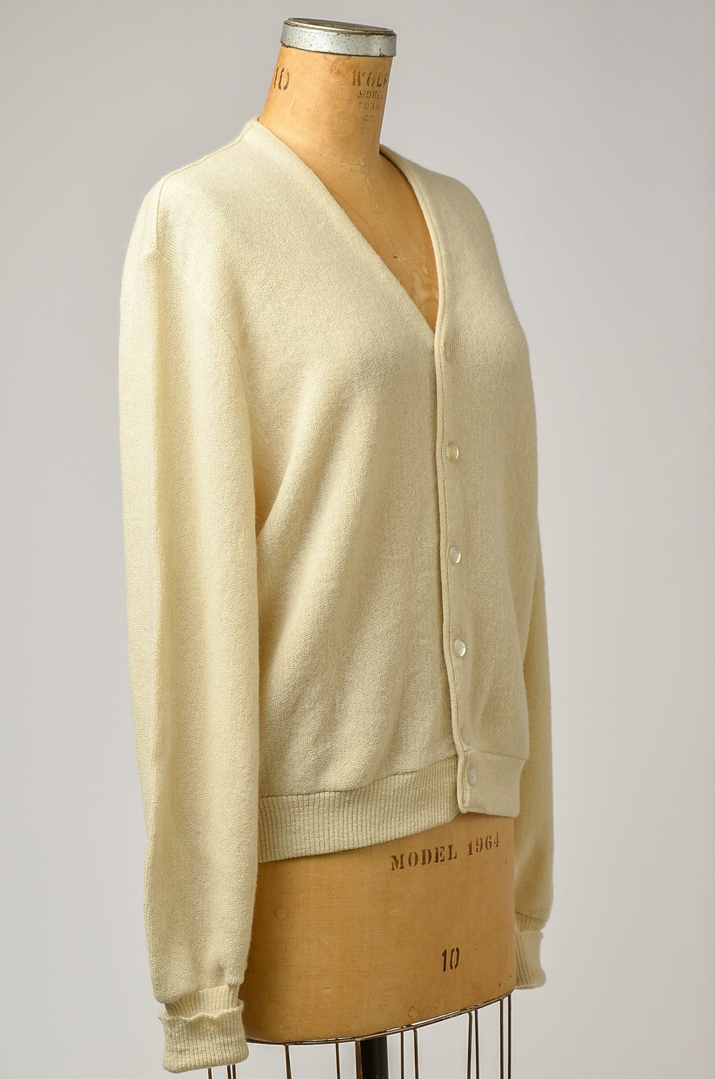 1960s Grandpa Sweater Ivory Knit Mod Button Down Cardigan Sweater