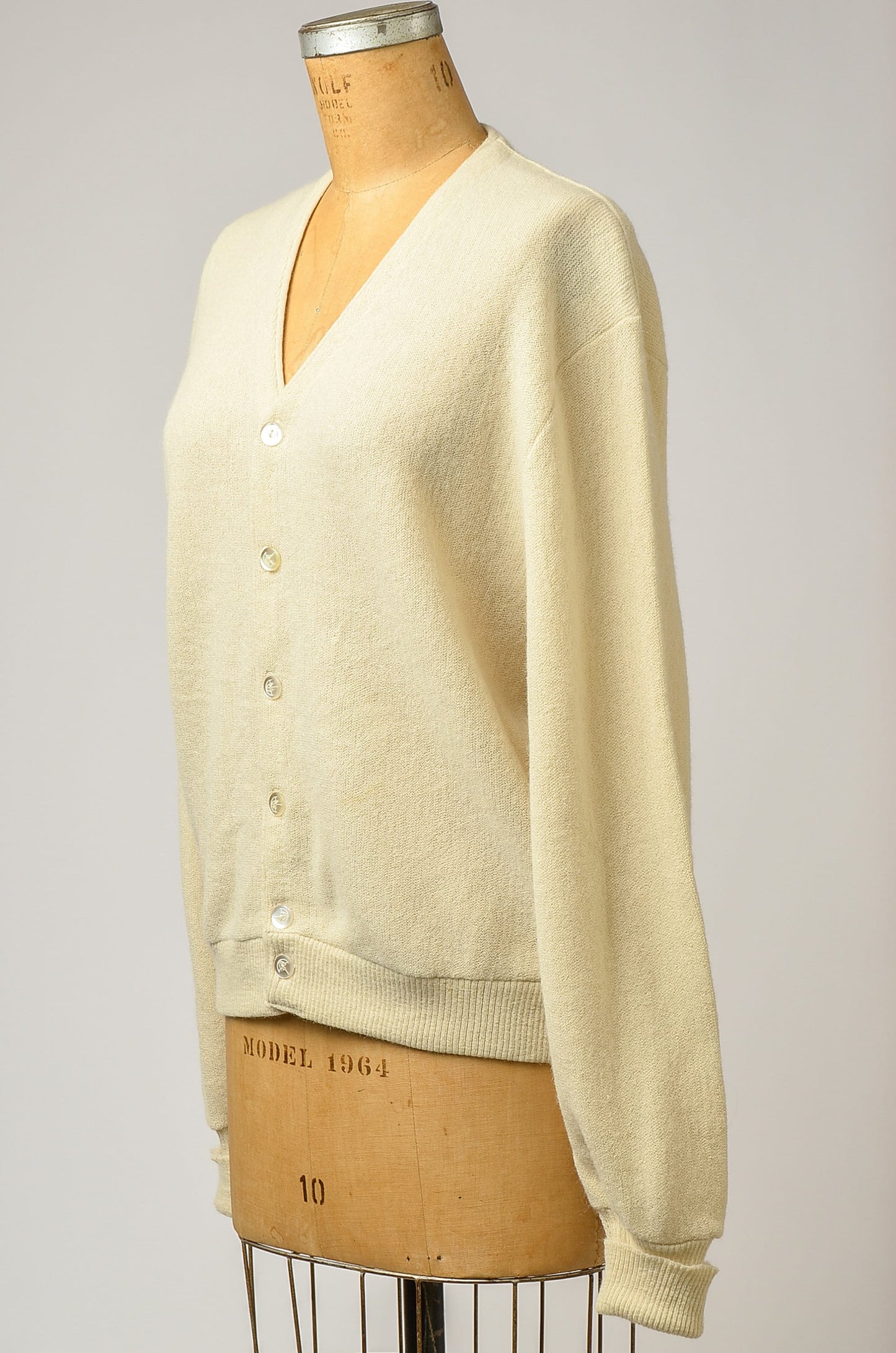 1960s Grandpa Sweater Ivory Knit Mod Button Down Cardigan Sweater