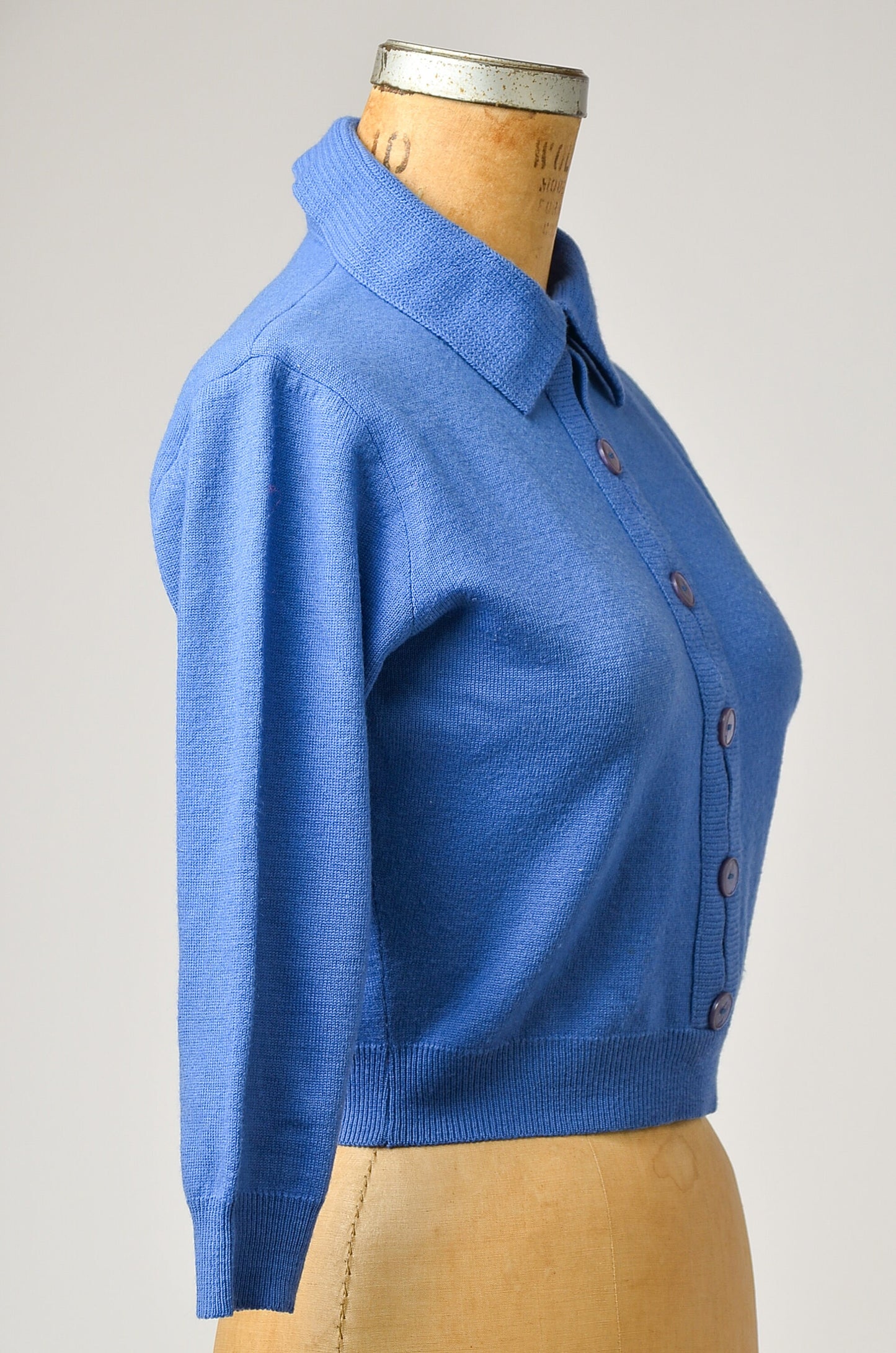 1950s Jantzen Blue Knit Mid Century Rockabilly Crop Sweater