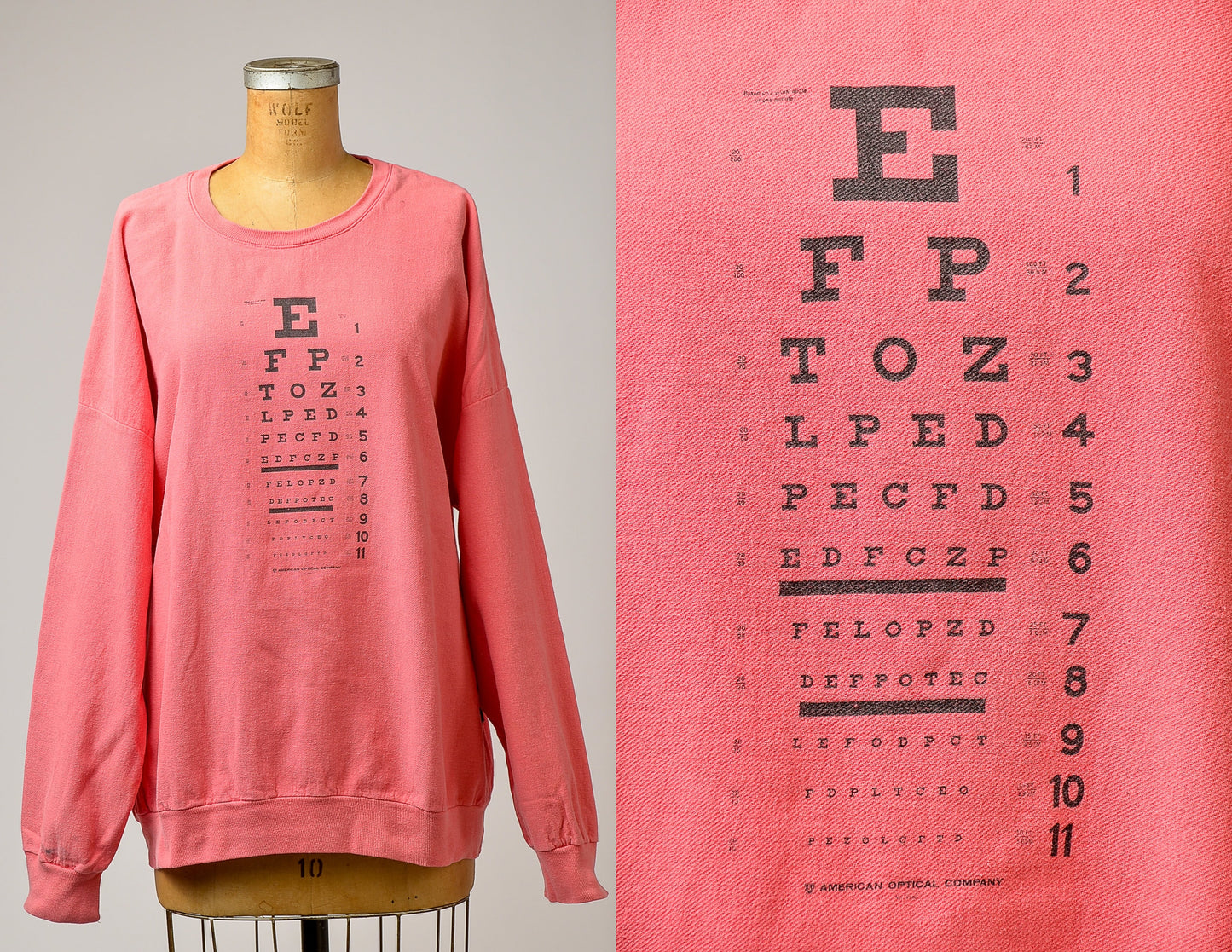 1980s Eye Chart American Optical Cotton Sweatshirt