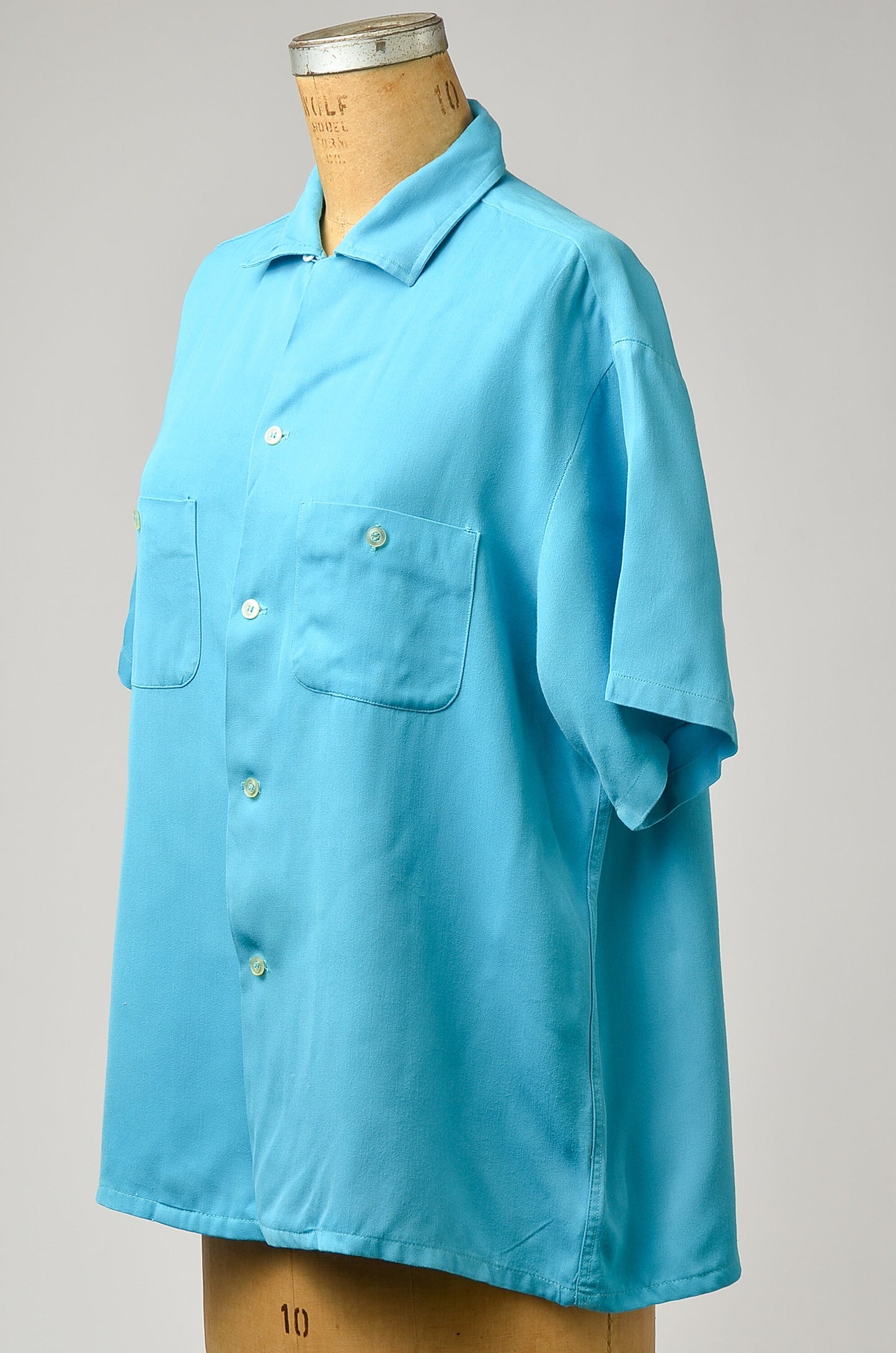 1950s Bowling Shirt Sky Blue Rayon Penney's Towncraft Bowler Shirt