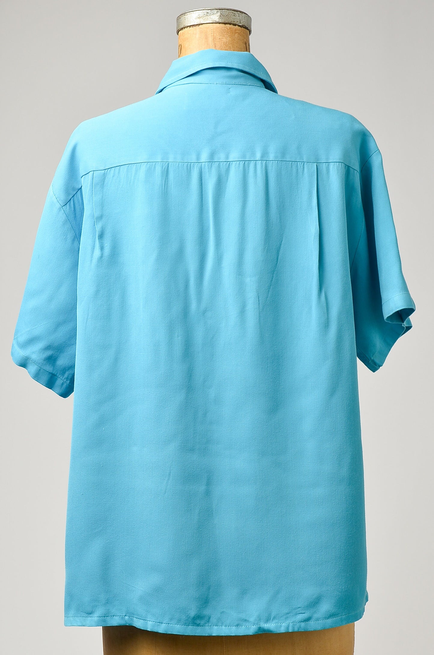 1950s Bowling Shirt Sky Blue Rayon Penney's Towncraft Bowler Shirt