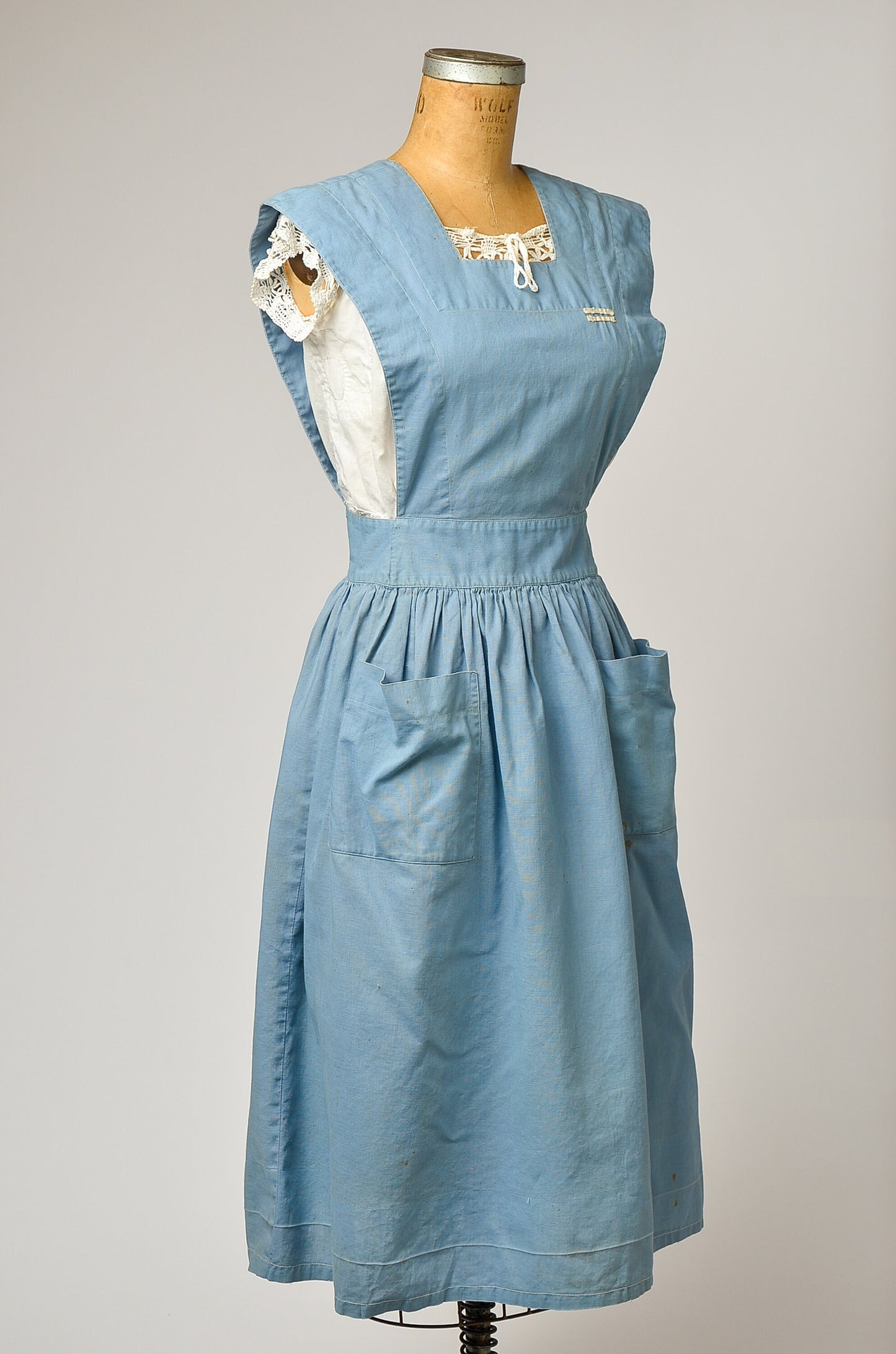 1940s American Red Cross Chambray Pinafore Nurse Dress