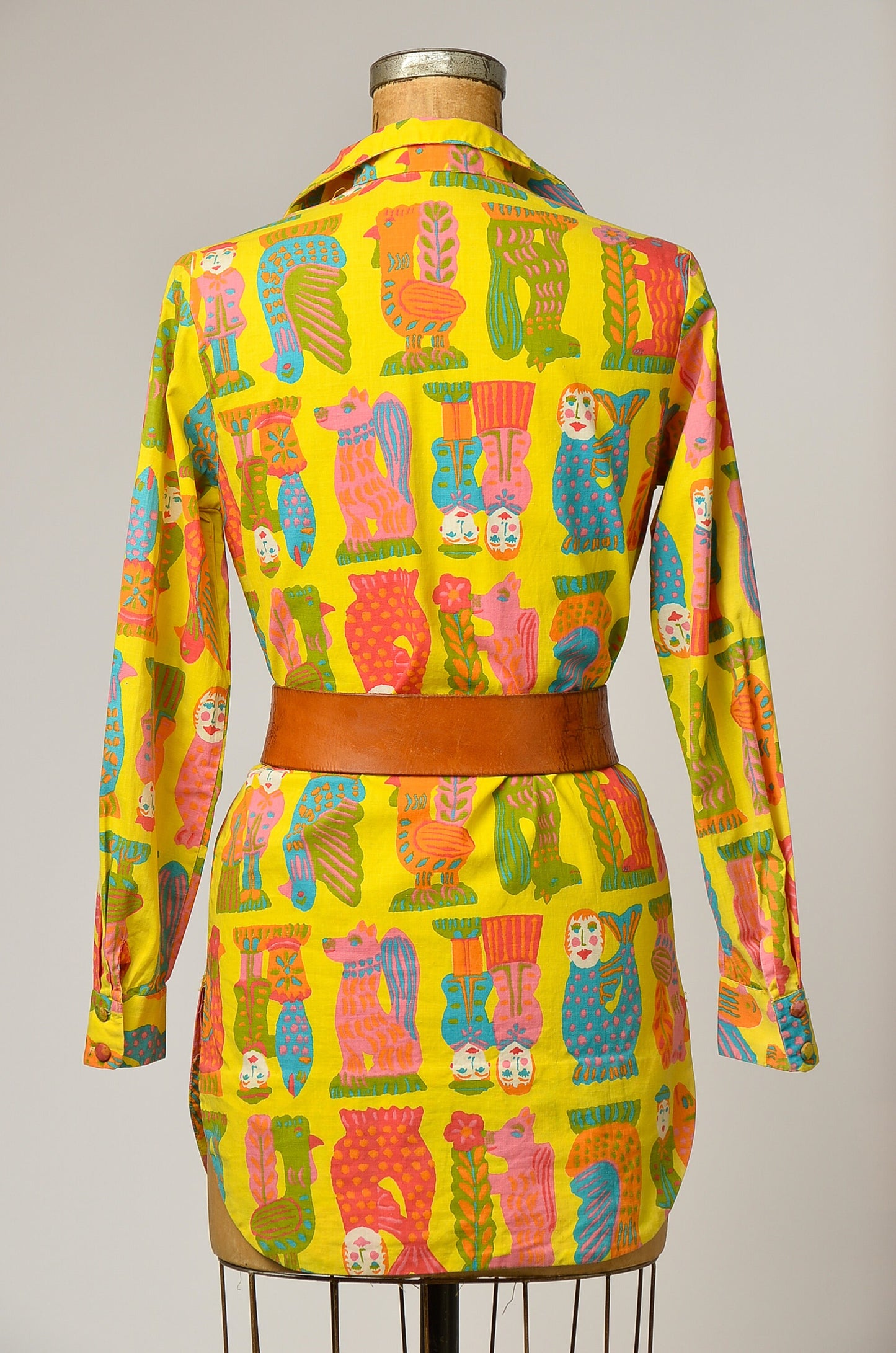 1960s Pop Art Mermaid Novelty Print Cotton Tunic Mini Dress