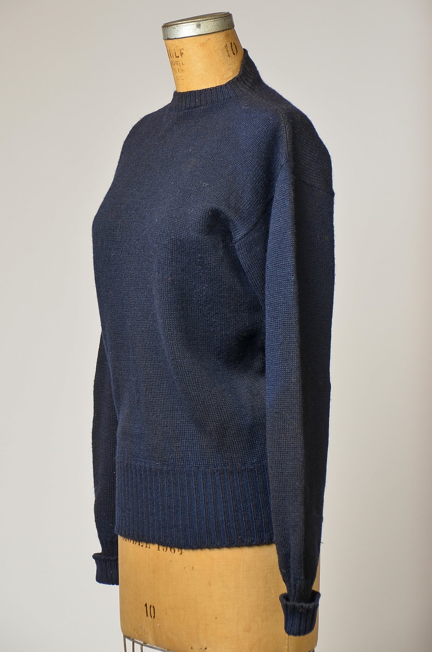 1940s School Sweater Navy Blue Wool Knit Sweater Lasley Knitting Co