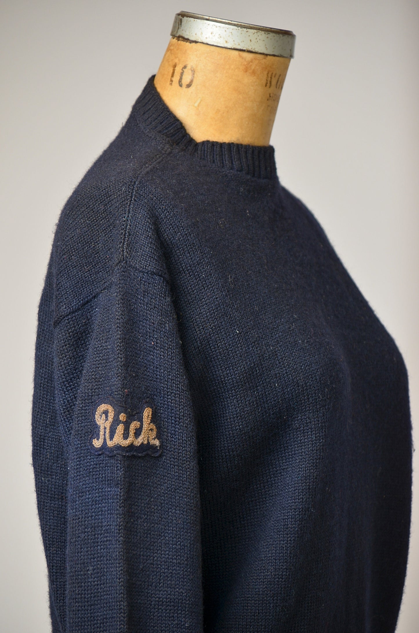 1940s School Sweater Navy Blue Wool Knit Sweater Lasley Knitting Co