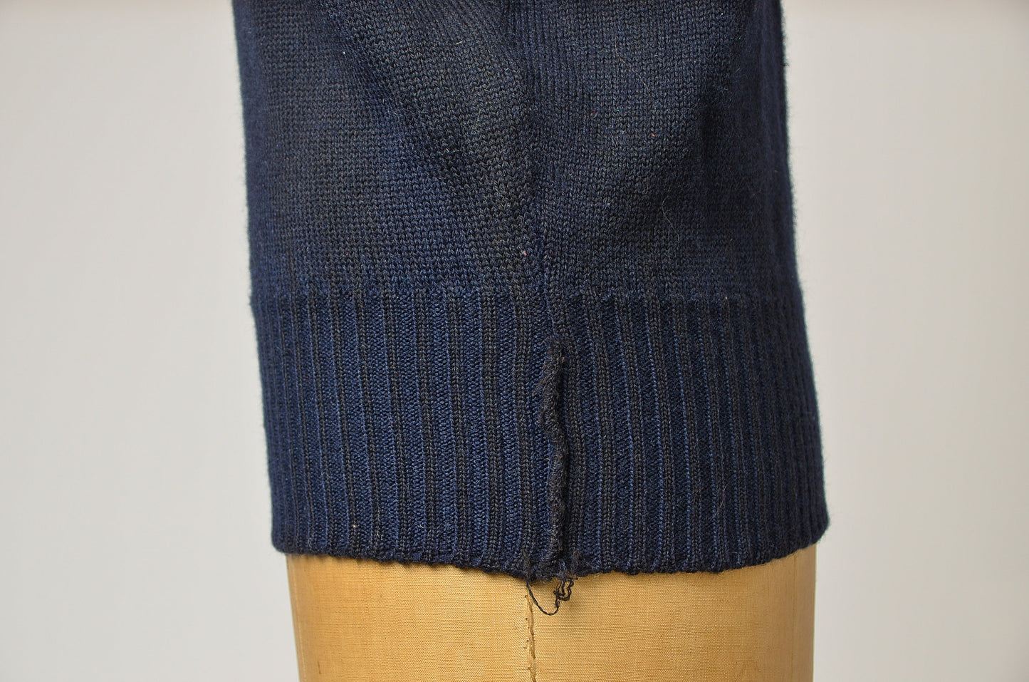 1940s School Sweater Navy Blue Wool Knit Sweater Lasley Knitting Co