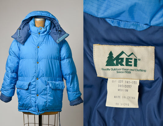 Vintage REI Goose Down Blue Expedition Puffer Winter Jacket