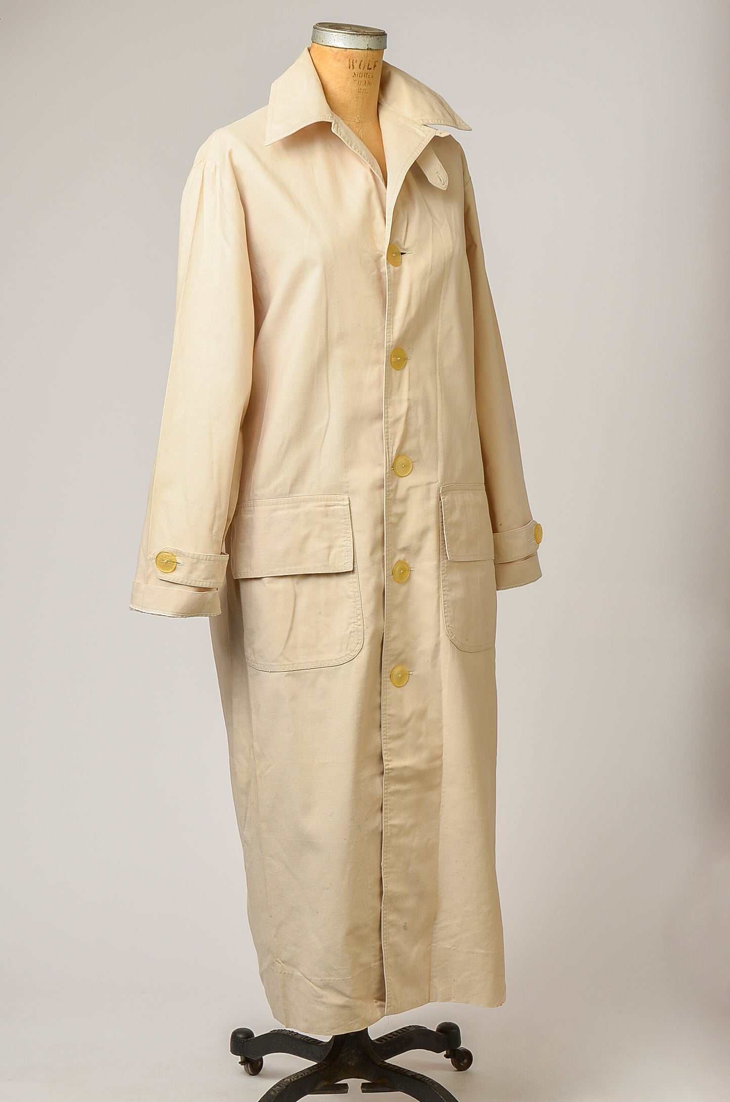 1920s Linen Coat Full Length Ivory Cotton Workwear Jacket