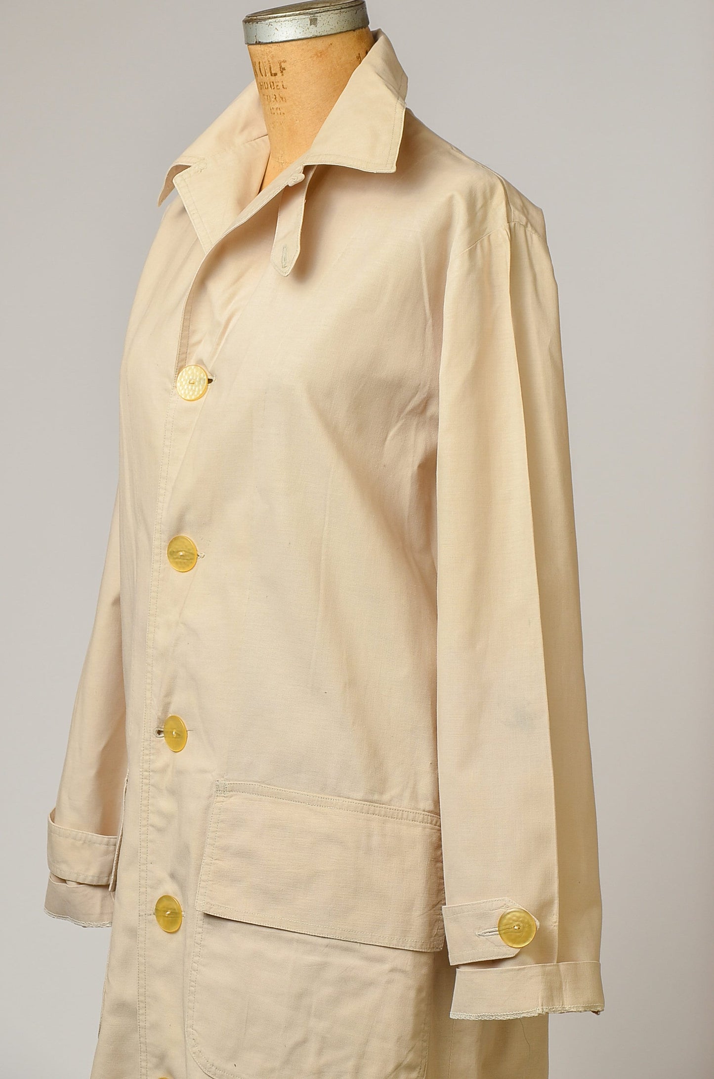 1920s Linen Coat Full Length Ivory Cotton Workwear Jacket