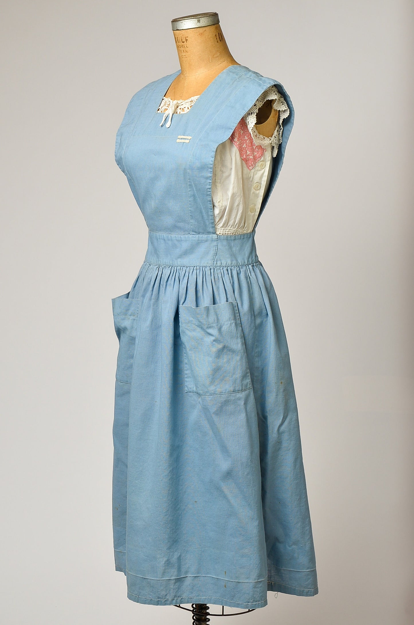 1940s American Red Cross Chambray Pinafore Nurse Dress