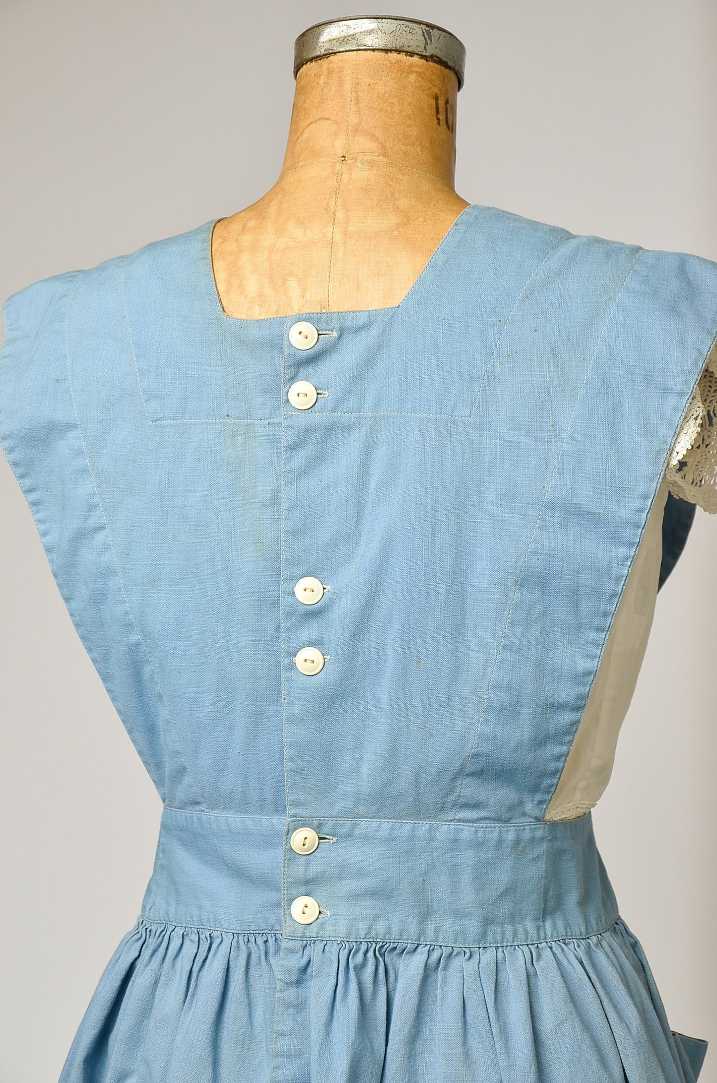 1940s American Red Cross Chambray Pinafore Nurse Dress