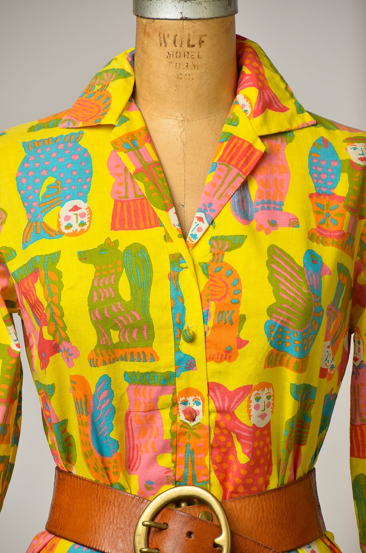 1960s Pop Art Mermaid Novelty Print Cotton Tunic Mini Dress