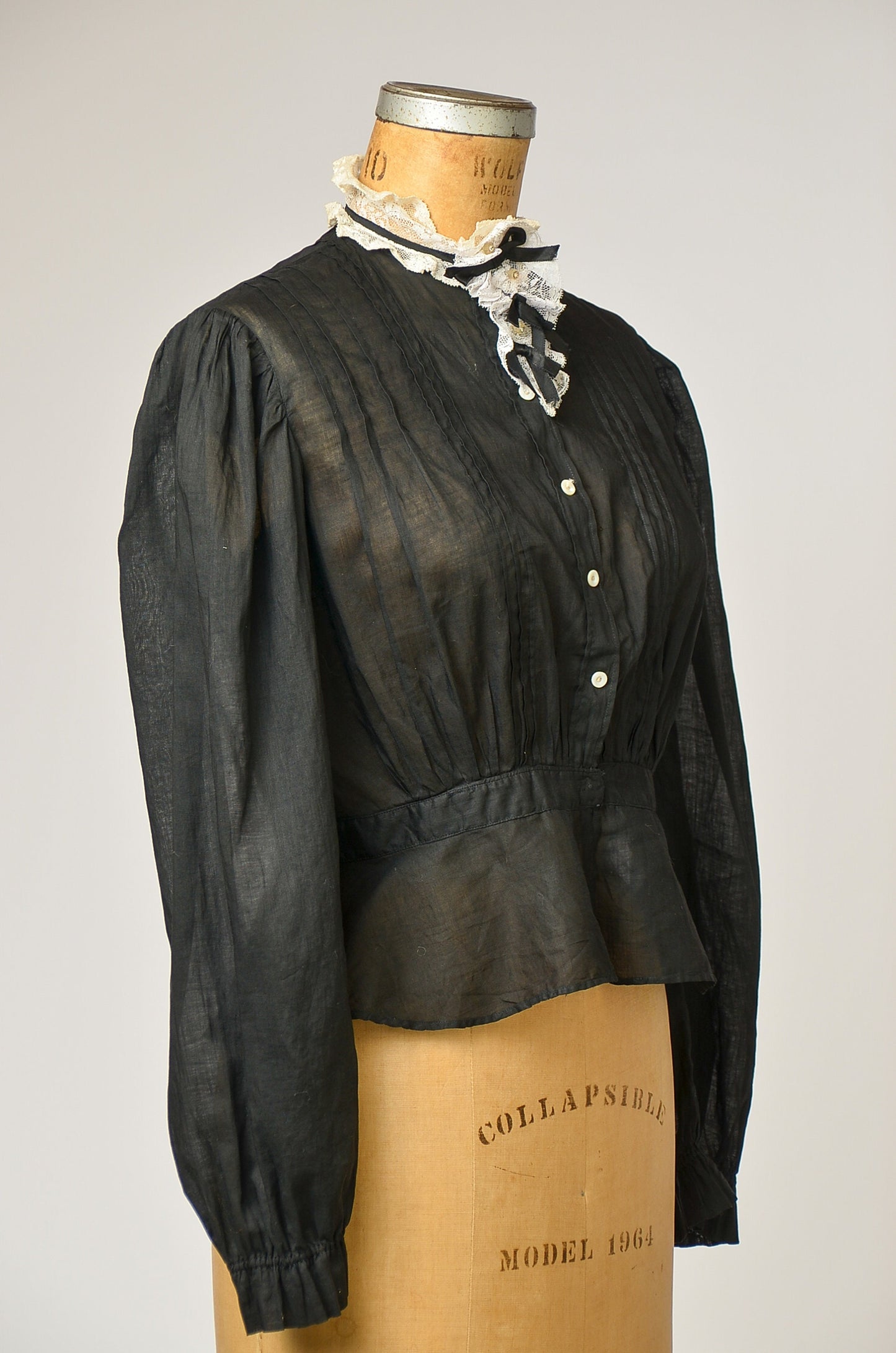 Edwardian Cotton Mourning Blouse 1800's Crop Blouse